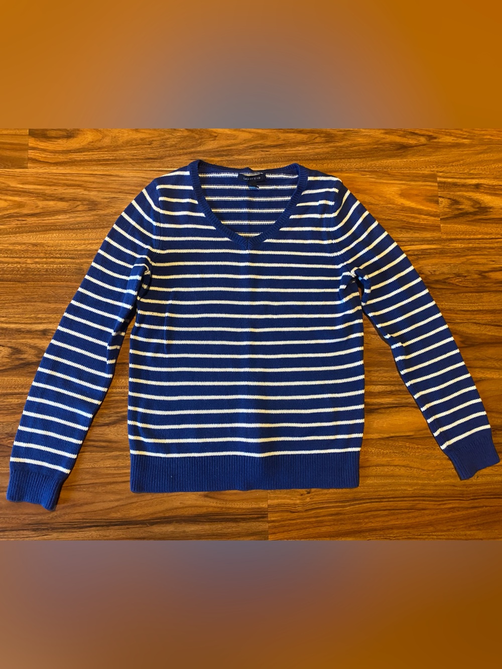 Lands End Blue White striped sweater v neck xs summer